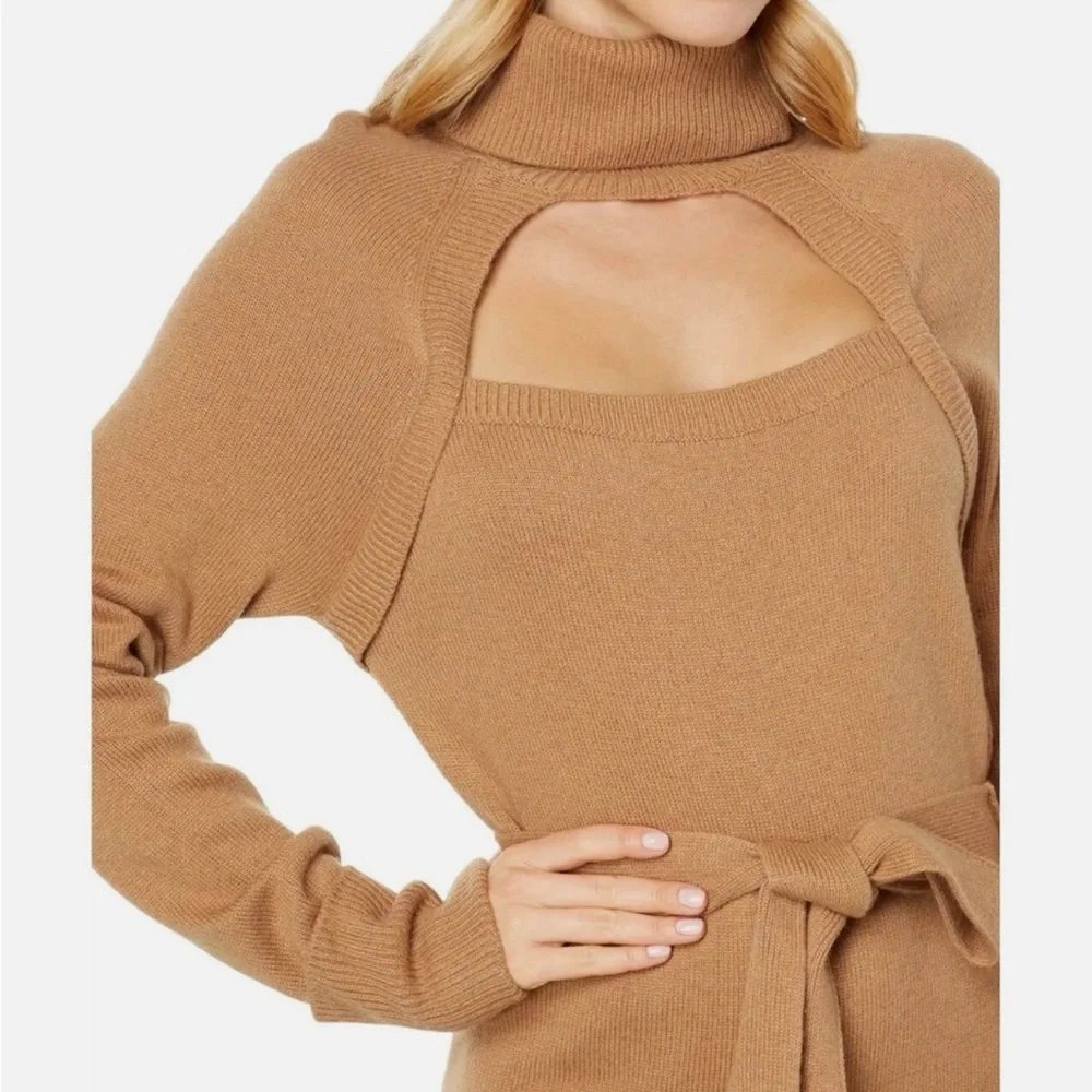 PAIGE Cherise long sleeve turtleneck cut out wool blend sweater dress - Picture 2 of 10